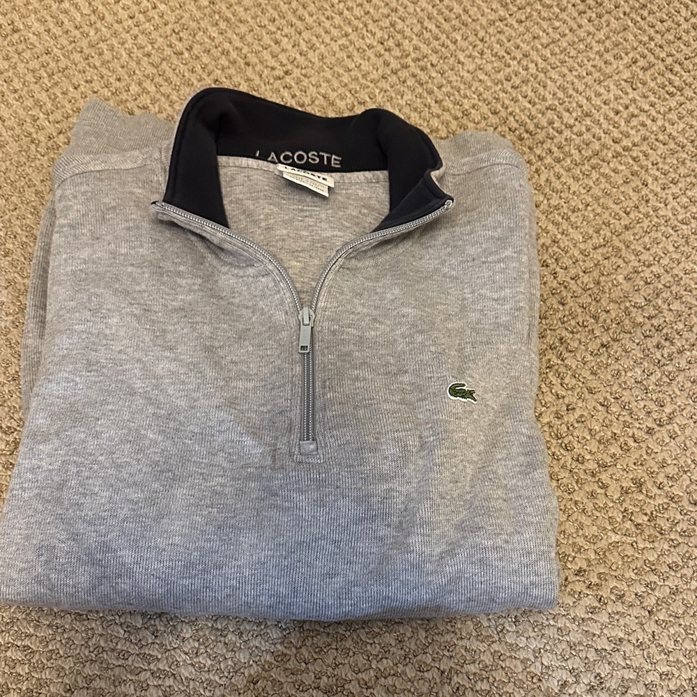 Lacoste Men's Light Gray Zip-Up Sweater